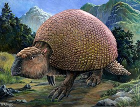 Peinture représentant un glyptodon