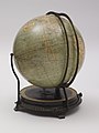 (1879) Fitz globe, by Ginn and Heath, featuring a mounting system of vertical rings patented by Ellen Fitz of New Brunswick.