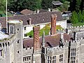 Brick sculpting on Thornbury Castle, Thornbury, near Bristol, England. The chimneys were erected in 1514