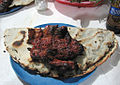 Tlayuda with skirt steak, typical of Oaxaca