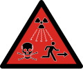 2007 ISO radioactivity hazard symbol intended for IAEA Category 1, 2 and 3 sources defined as dangerous sources capable of death or serious injury[58]