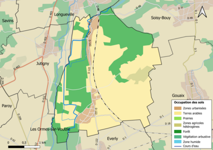 Carte des infrastructures et de l'occupation des sols en 2018 (CLC) de la commune.