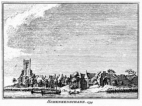 Schenkenschans in 1734, prent van Hendrik Spilman naar tekening van Jan de Beijer