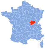 Localisation du département de Saône-et-Loire