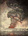 Representacion de l'erupcion de Krakatoa en 1883.