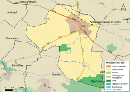 Carte des infrastructures et de l'occupation des sols en 2018 (CLC) de la commune.