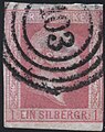 Stamp of Prussia, 1 Silbergroschen, issue 1857, 4 rings cancelled 103 Berlin.