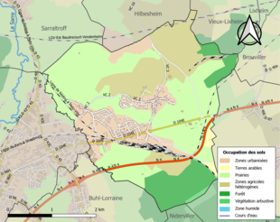 Carte en couleurs présentant l'occupation des sols.