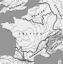 Carte en noir et blanc de la Gaule.