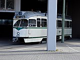 Op het achterterrein van de remise Scheveningen stond jaren HTM PCC-car 1227 in afwachting van herstel. Deze tram ging voor revisie in 2020 naar het HOVM.