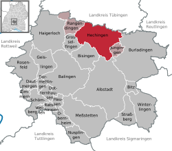 Elhelyezkedése Baden-Württemberg térképén