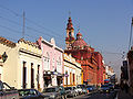 English: Street in the city center near St Francis church