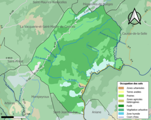 Carte en couleurs présentant l'occupation des sols.