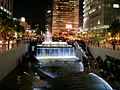 Cheonggyecheon stream at night in downtown Seoul