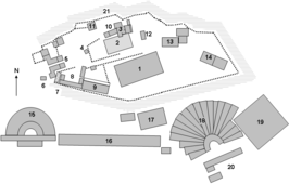 Locatie van de Propylaeën (5) op de Akropolis