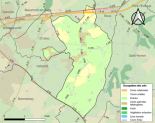 Carte en couleurs présentant l'occupation des sols.