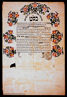 כתובה ממצרים, 1873, מתוך אוסף הכתובות של הספרייה הלאומית, ישראל.