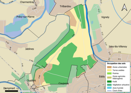 Carte des infrastructures et de l'occupation des sols en 2018 (CLC) de la commune.