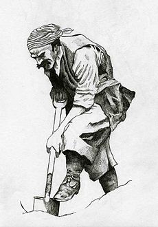 Stéréotype : le pirate creusant, à la recherche d'un trésor (Howard Pyle, Harper's Magazine. 1894).