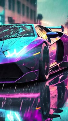 lambo under the rain live wallpaper