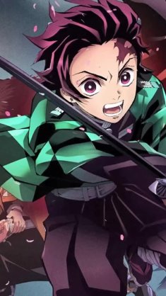 kamado tanjiro attacking with  black sword live wallpaper