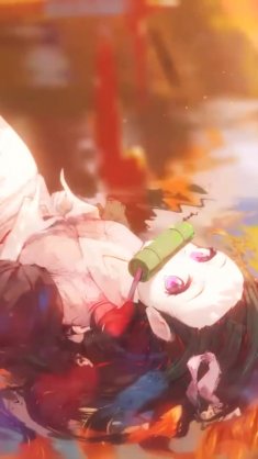 silent and strong nezuko kamado lying on the lake live wallpaper