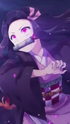 cute nezuko kamado near the moon live wallpaper