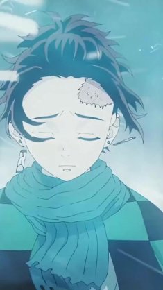 tanjiro standing in snowy winter live wallpaper