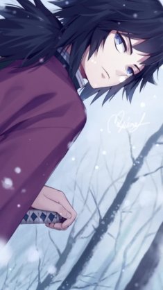 giyu tomioka demon hunter in winter live wallpaper