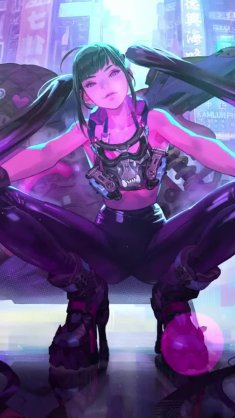 girl biker from cyberpunk live wallpaper