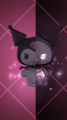 kuromi skeleton and flying hearts (hello kitty) live wallpaper