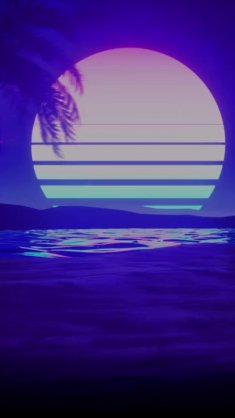 retrowave beach live wallpaper