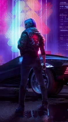 girl in the rain (cyberpunk 2077) live wallpaper