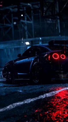 nissan gt-r's thrills in the rain animated wallpaper