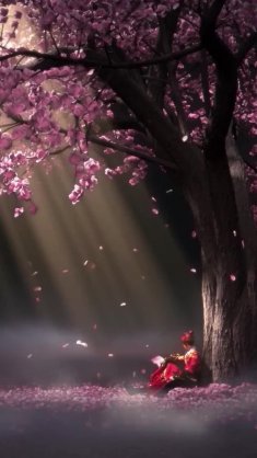 under the cherry tree live wallpaper