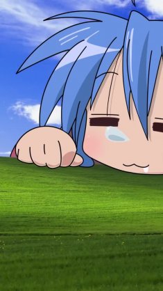 konata sleeping on windows xp background live wallpaper