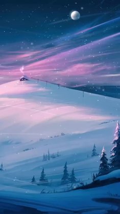 snow mountain house live wallpaper