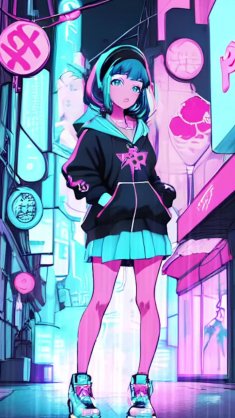 girl in neon city live wallpaper