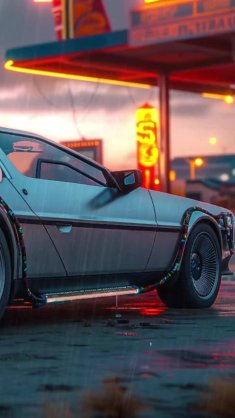 dmc delorean in rain live wallpaper