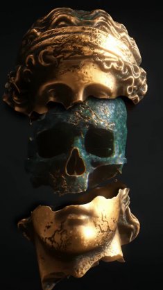 golden glitch mask live wallpaper