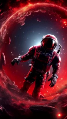 astronaut in red nebula live wallpaper