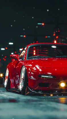 red mazda rx7 parked live wallpaper