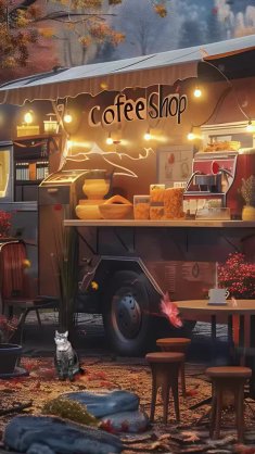 fall coffee cafe live wallpaper