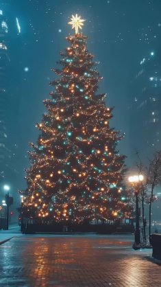 christmas tree in city live wallpaper