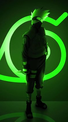 cool ninja kakashi standing in front of a konoha logo live wallpaper