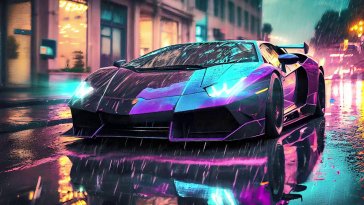 lambo under the rain live wallpaper