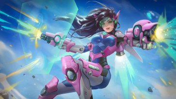 d.va in high-flying jet suit live wallpaper