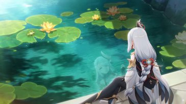 shenhe beside the lily pond live wallpaper