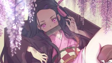 nezuko kamado under the purple wisteria live wallpaper