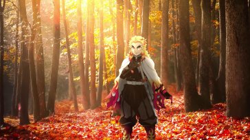 kyojuro rengoku in autumn live wallpaper